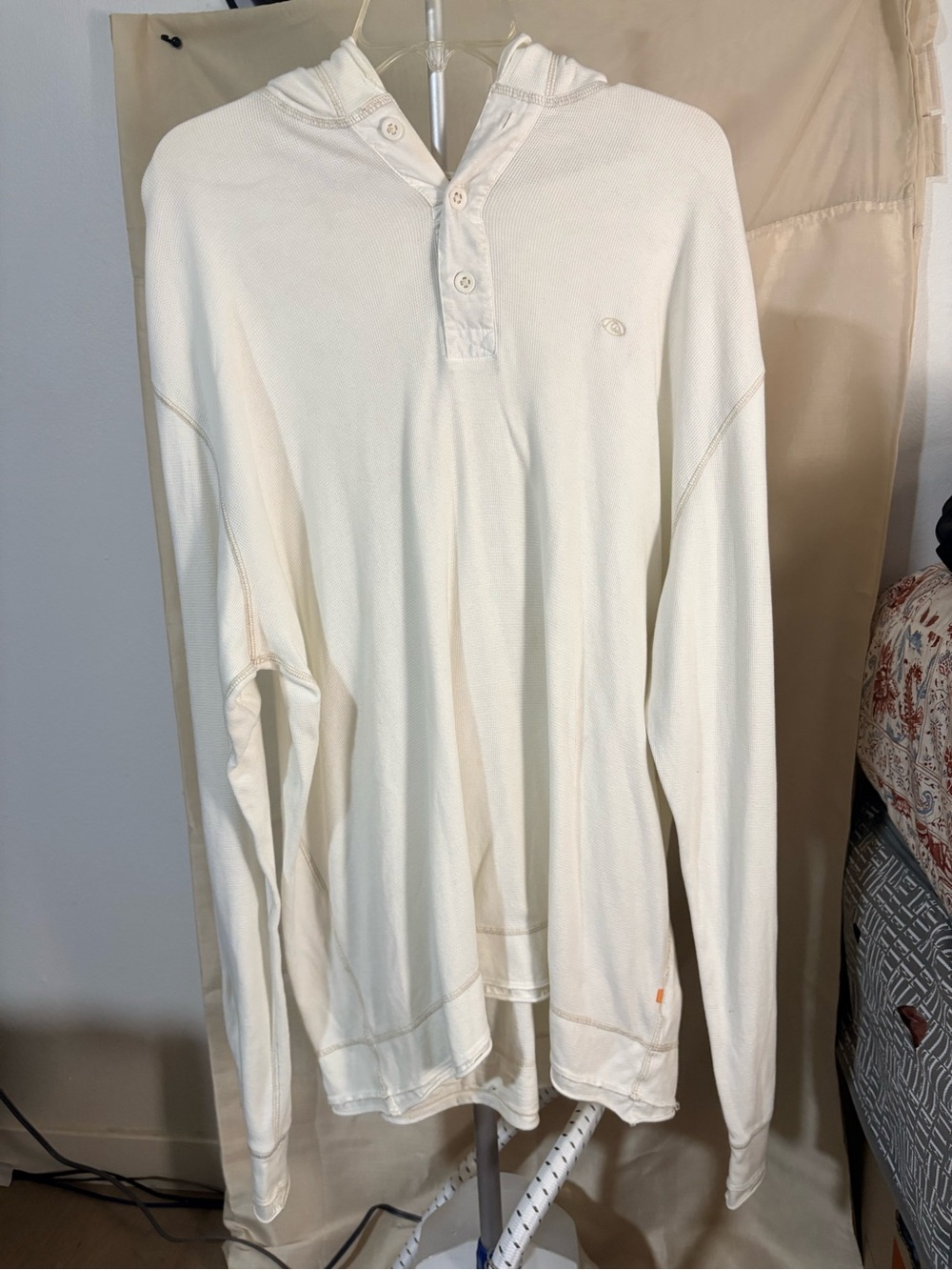 Quiksilver white Long-Sleeve Henley Hoodie